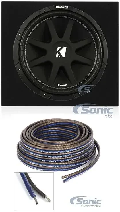 Сабвуфер для авто Kicker Comp Series 15" (набор: закрытый одиночный корпус, акустический кабель)