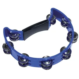 Fame Hand Tambourine Blau Doppelreihig Stahl-Schellen Halbmond Kunststoff Sound