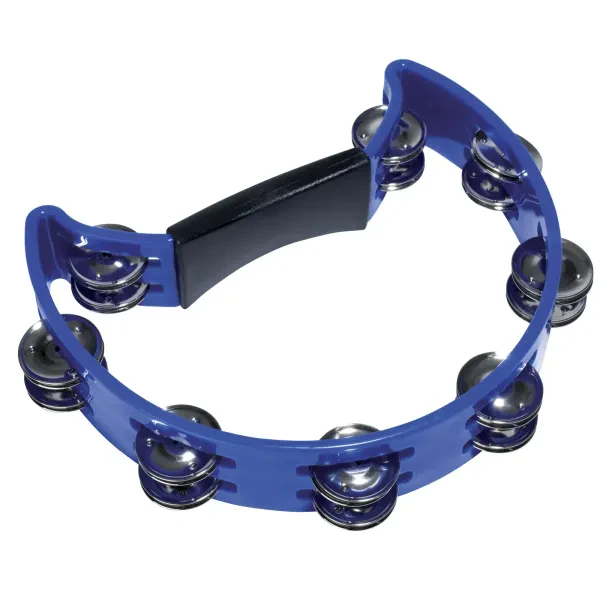 Fame Hand Tambourine Blau Doppelreihig Stahl-Schellen Halbmond Kunststoff Sound