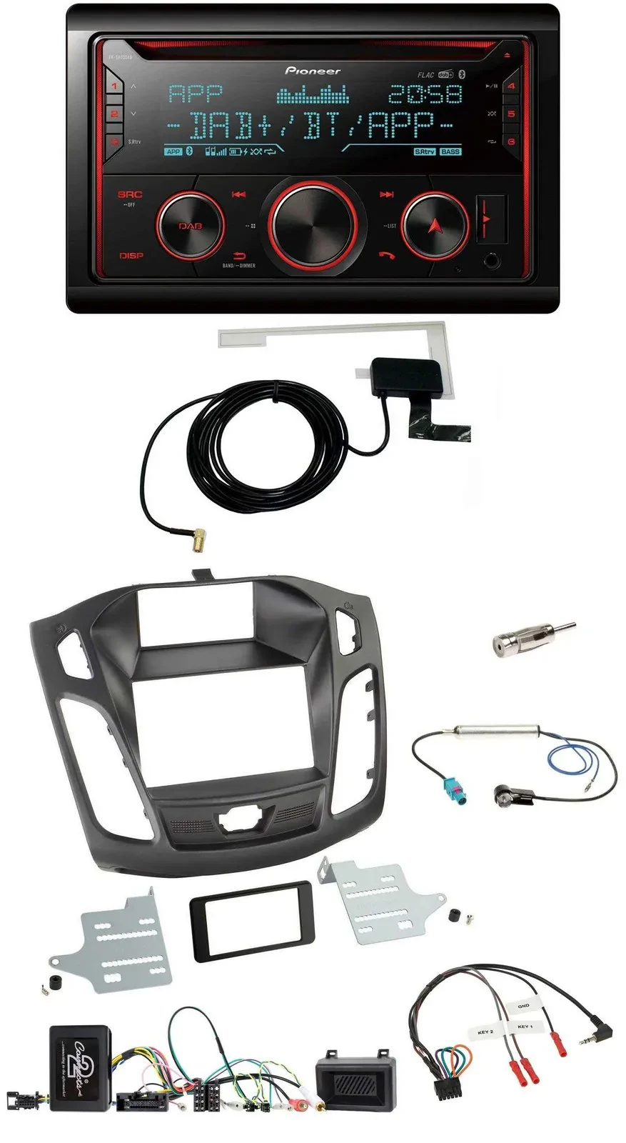 Pioneer 2DIN Lenkrad DAB USB CD Bluetooth Autoradio für Ford Focus 2011-2014