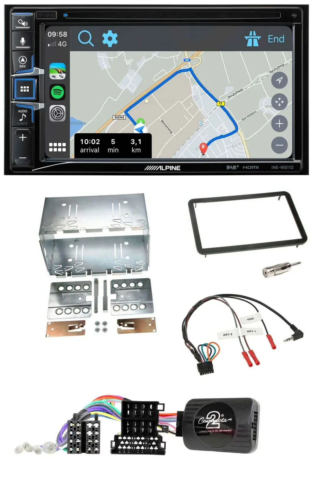 Alpine DAB TMC Bluetooth 2DIN USB Lenkrad Navigation für Alfa Romeo 159 Brera Sp