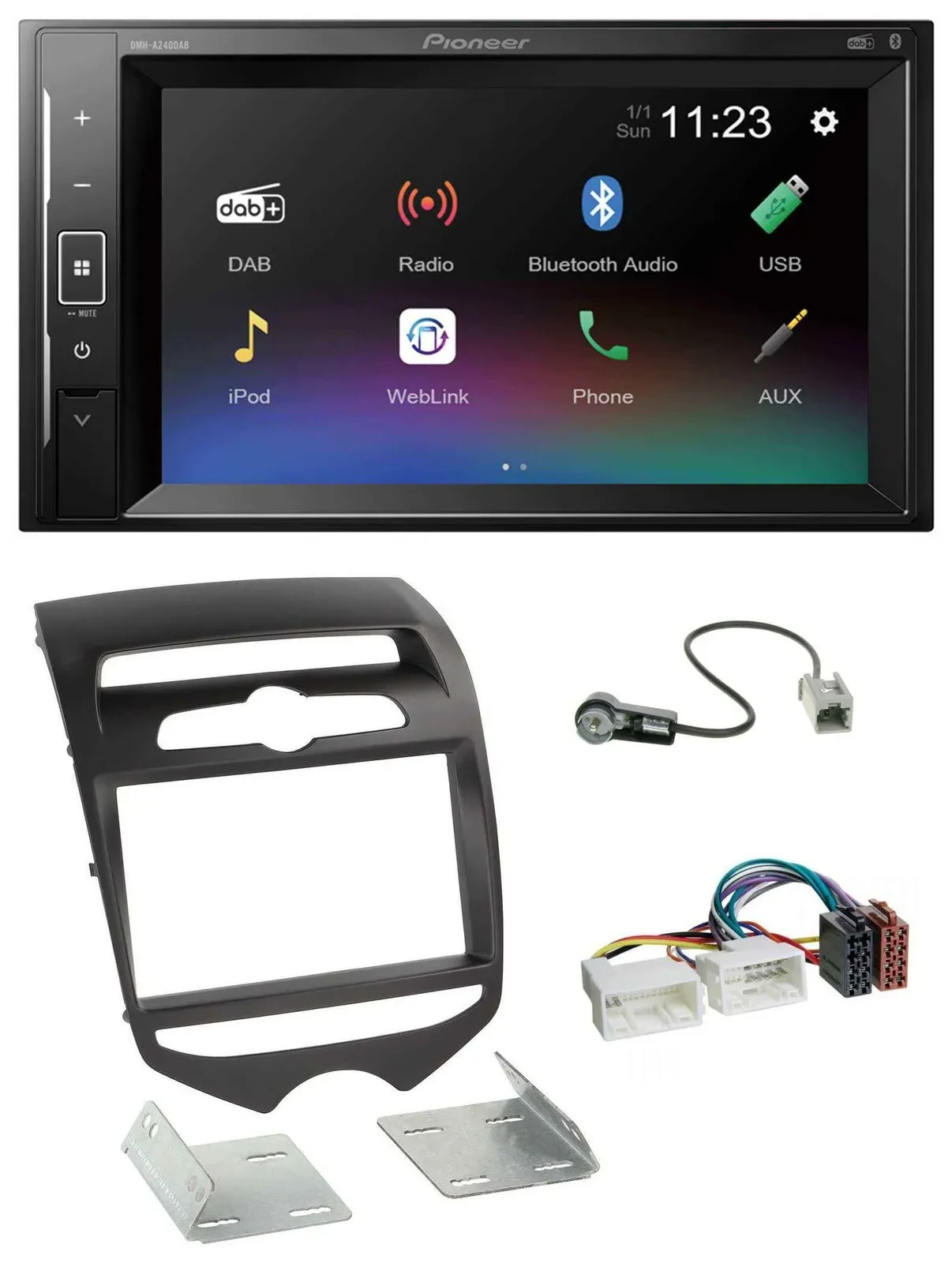 Pioneer DAB MP3 2DIN Bluetooth USB Autoradio für Hyundai ix20 ab 2010 man. Klima