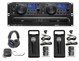 Gemini CDX-2250i DJ Dual Two Deck Rack Mount CD/MP3 Media Player+Headphones+Mics