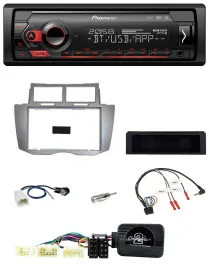 Автомагнитола Pioneer USB, DAB, Bluetooth для Toyota Yaris 2007–2011, серебристая, с поддержкой управления с руля