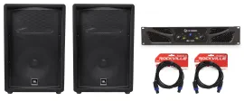 (2) JBL Pro JRX212 12" 2000w 8 Ohm PA/DJ Speakers+Crown Power Amplifier+Cables