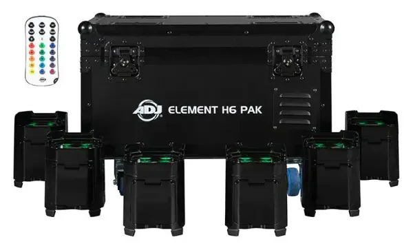 American DJ Element H6 Pak (6) RGBAW+UV LED Outdoor Wireless DMX Wash Up-Lights