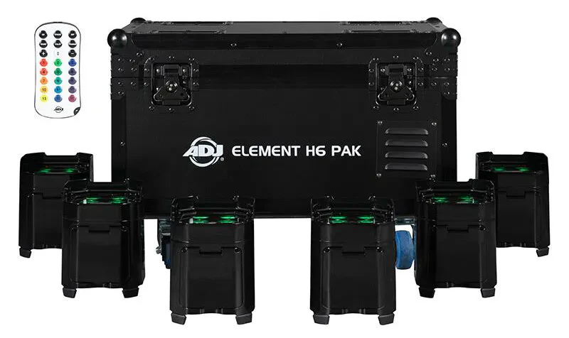Прожектор светодиодный American DJ Element H6 Pak RGBAW+UV, беспроводной DMX, уличный (набор, 6 шт.)