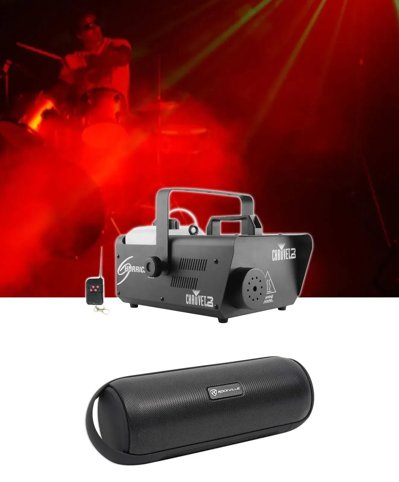 Генератор дыма для DJ Chauvet DJ Hurricane 1600 DMX, 25,000 CFM (набор) с пультом-таймером и акустической системой