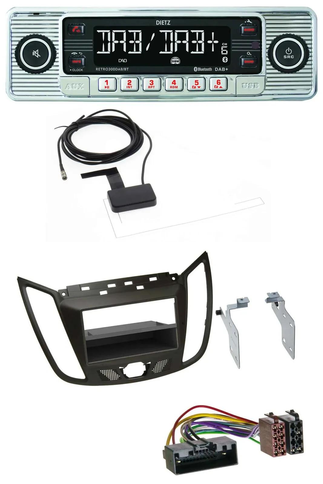 Автомагнитола для Ford C-Max/Kuga Dietz Bluetooth, USB, MP3, DAB, тёмно-коричневый