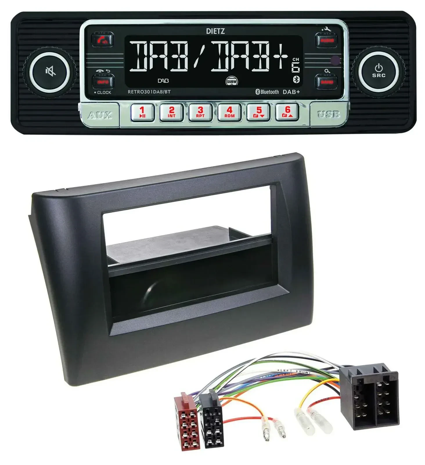 Dietz USB DAB MP3 Bluetooth Autoradio für Fiat Stilo 192 01-08 Ablagefach