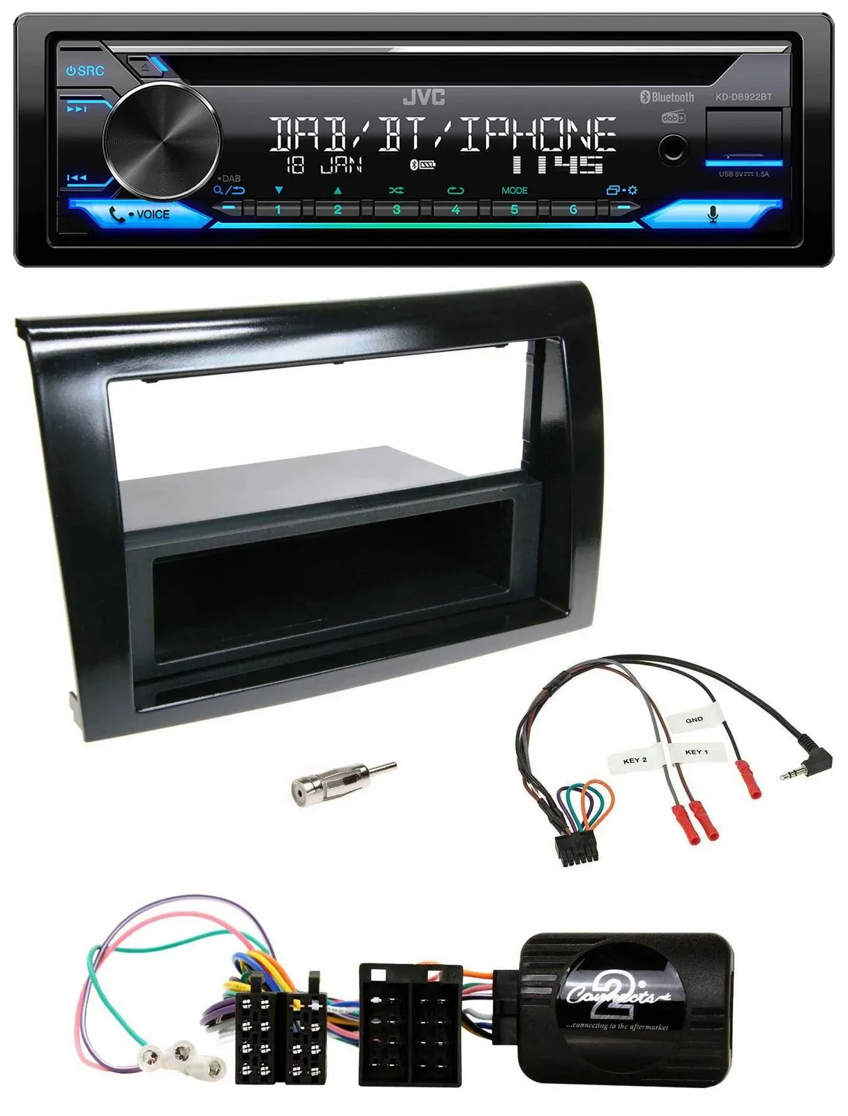 Автомагнитола JVC Bluetooth USB DAB CD для Fiat Bravo 2007–2014