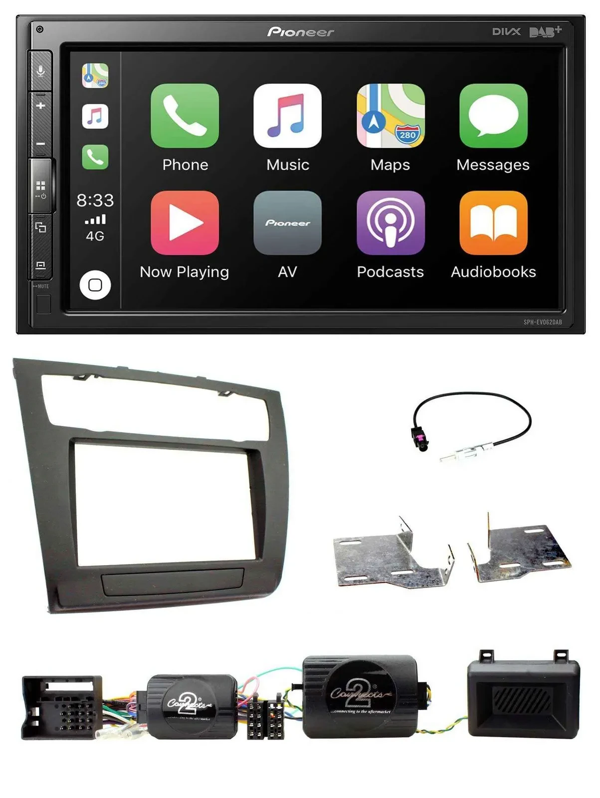 Pioneer USB Lenkrad DAB 2DIN Bluetooth Autoradio für BMW 1er PDC aut. Klima E87/