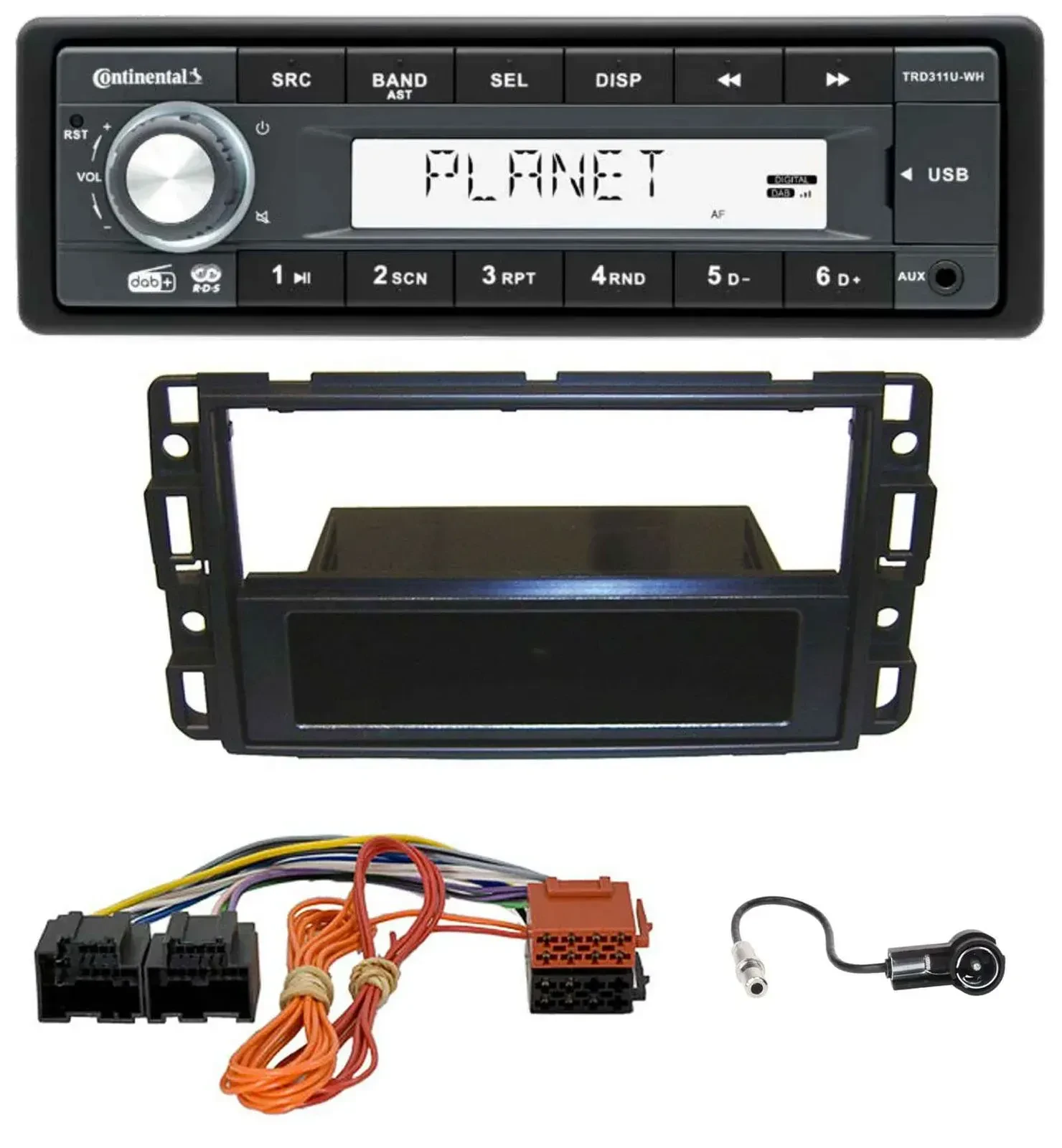 Автомагнитола Continental 1-DIN MP3/AUX/USB/DAB для Cadillac BLS (2006–2010)