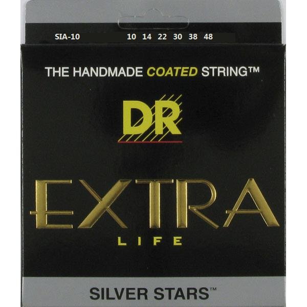 Струны для акустической гитары DR SIA-10 Extra-Life Silver Stars 10-48