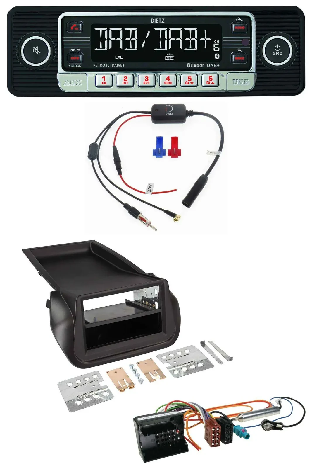 Dietz MP3 DAB Bluetooth USB Autoradio für Citroen Nemo Peugeot Bipper ab 2008