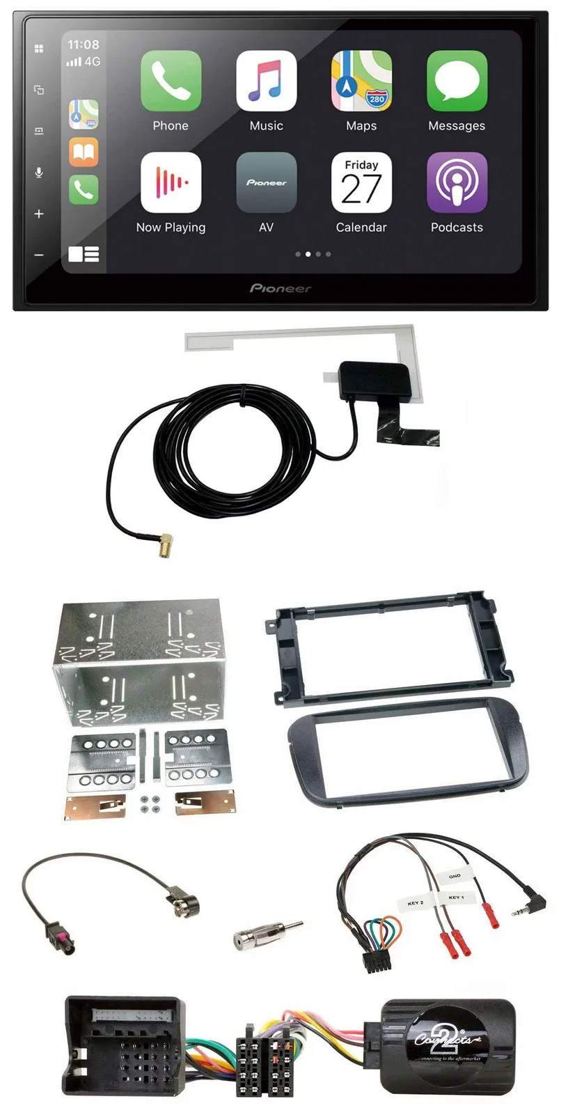 Pioneer USB Lenkrad 2DIN Bluetooth DAB Autoradio für Ford S-Max Mondeo 07-14 Pro