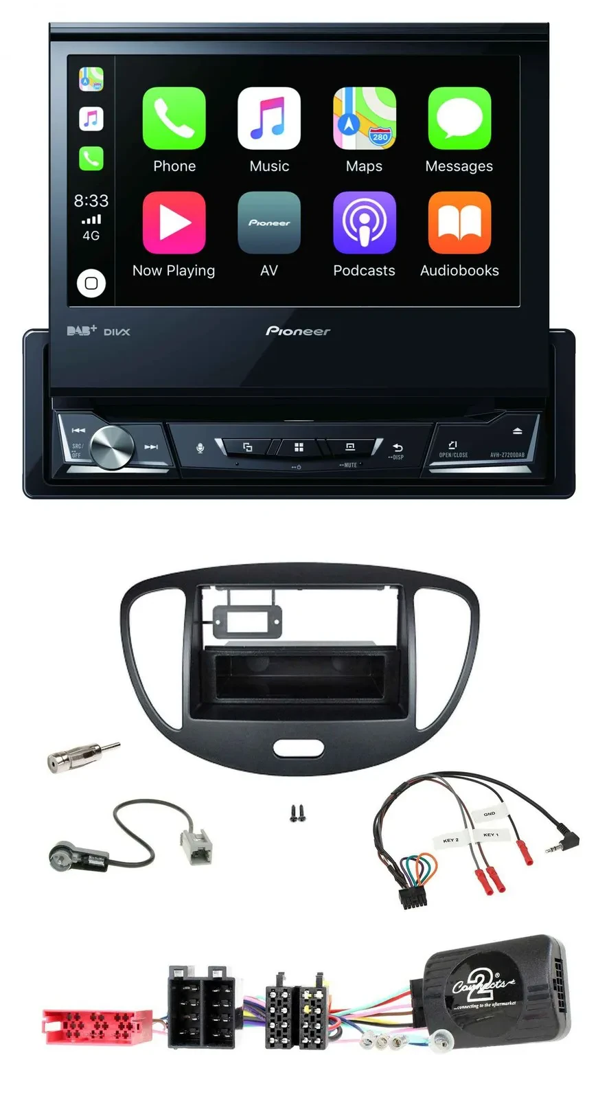 Pioneer DVD Bluetooth DAB USB Lenkrad Autoradio für Hyundai i10 ISO 2009-2013 sc