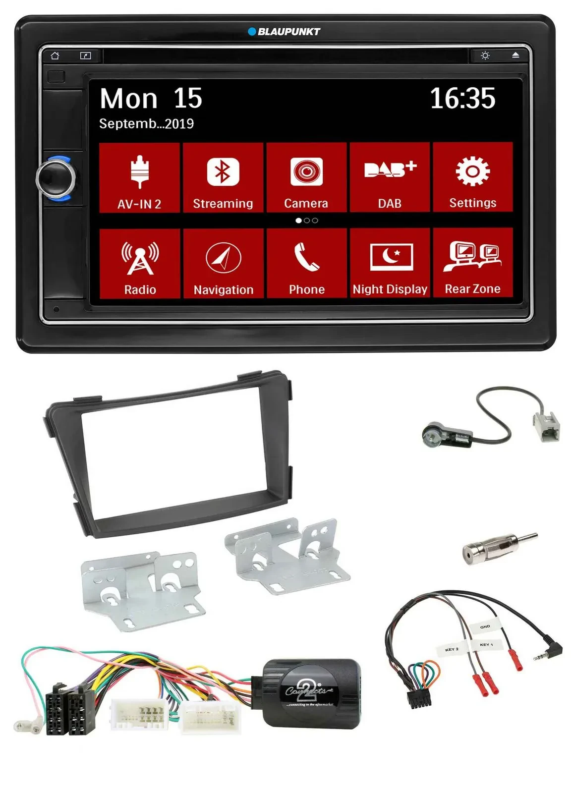 Автомагнитола Blaupunkt 2DIN Bluetooth DAB USB DVD для Hyundai i40 VF с управлением на руле