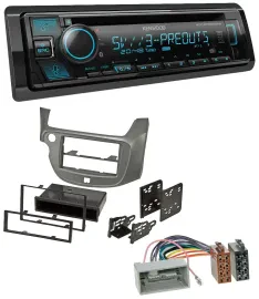 Kenwood Bluetooth USB CD MP3 DAB Autoradio für Honda Jazz (ab 2009) - silber