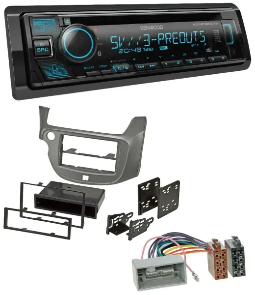 Kenwood Bluetooth USB CD MP3 DAB Autoradio für Honda Jazz (ab 2009) - silber