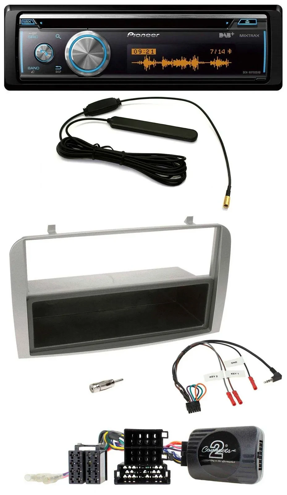 Автомагнитола Pioneer CD/USB/Bluetooth/DAB для Alfa Romeo GT/147 (2007–2010), серебристая