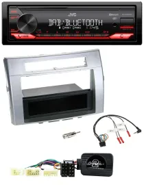Автомагнитола JVC Bluetooth, USB, DAB, для Toyota Corolla Verso 2004–2007, серебристая, с поддержкой управления с руля