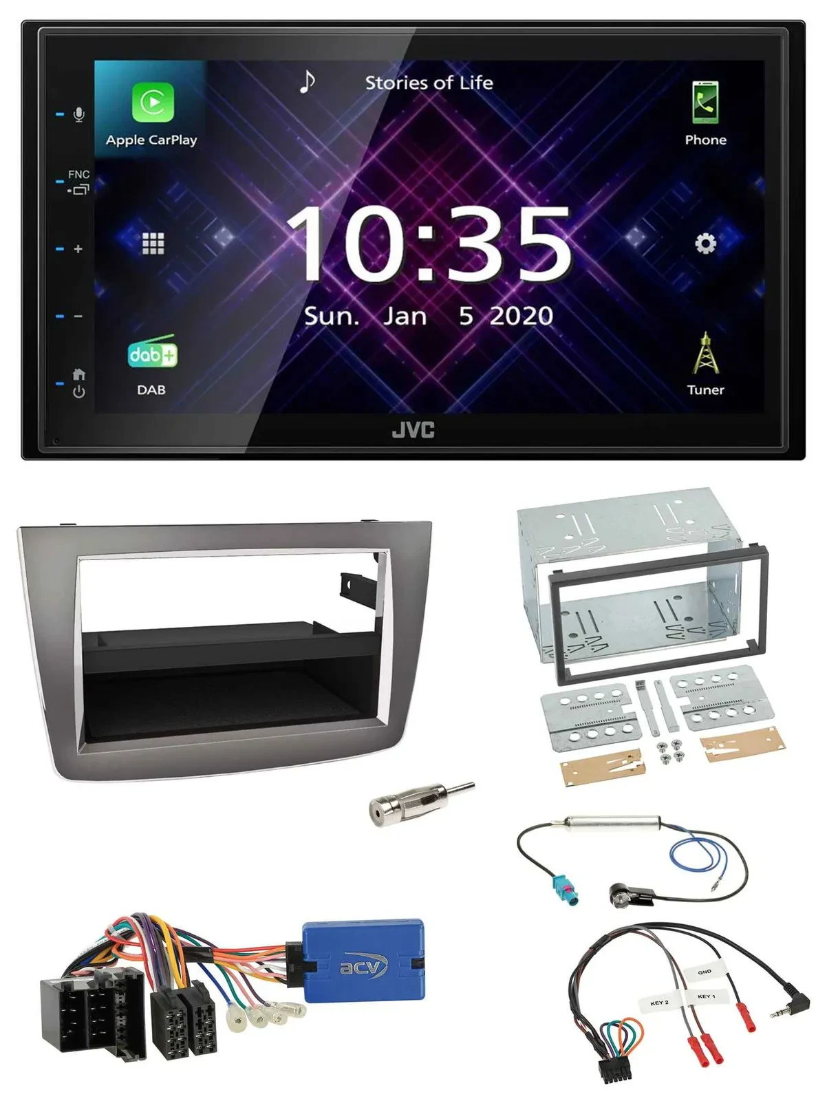 JVC DAB 2DIN Lenkrad Bluetooth USB Autoradio für Alfa Romeo Mito 13-18 955 ISO s