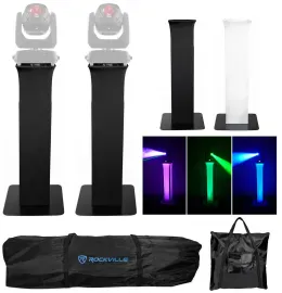 2) Totem Stands+Black+White Scrims For 2) Chauvet Intimidator Beam 140SR Lights