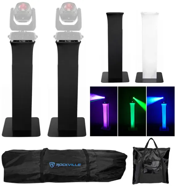 2) Totem Stands+Black+White Scrims For 2) Chauvet Intimidator Beam 140SR Lights