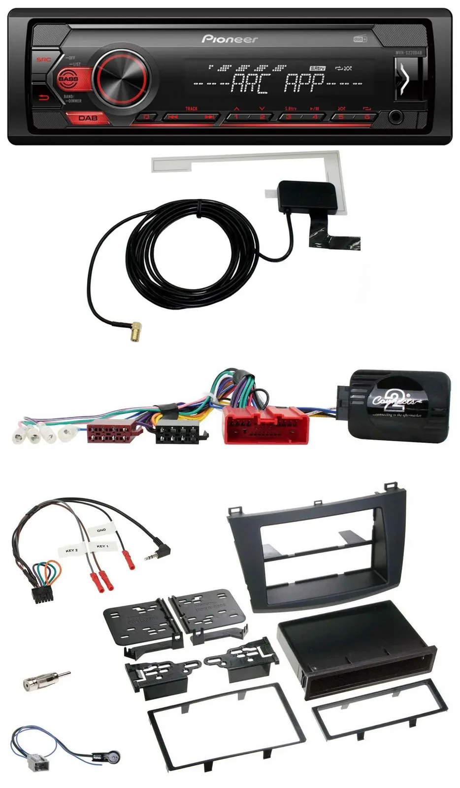 Автомагнитола для Mazda 3 2009–2013 Pioneer 1-DIN, USB, DAB, MP3, CAN-Bus
