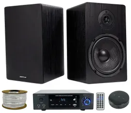 Аудиосистема Rockville BluAmp 150 + RockShelf 64B + Wiim Mini 6.5" (набор, пара), Bluetooth, Wi‑Fi ресивер