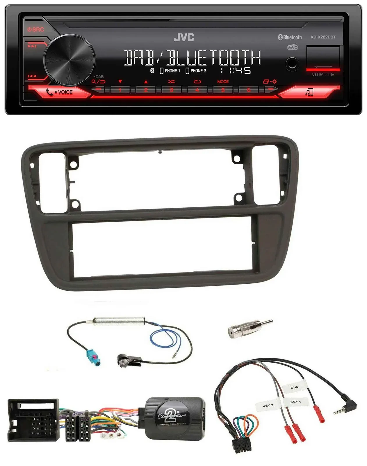 JVC Bluetooth USB DAB Lenkrad Autoradio für VW Up AA AAN 11-16 schwarz