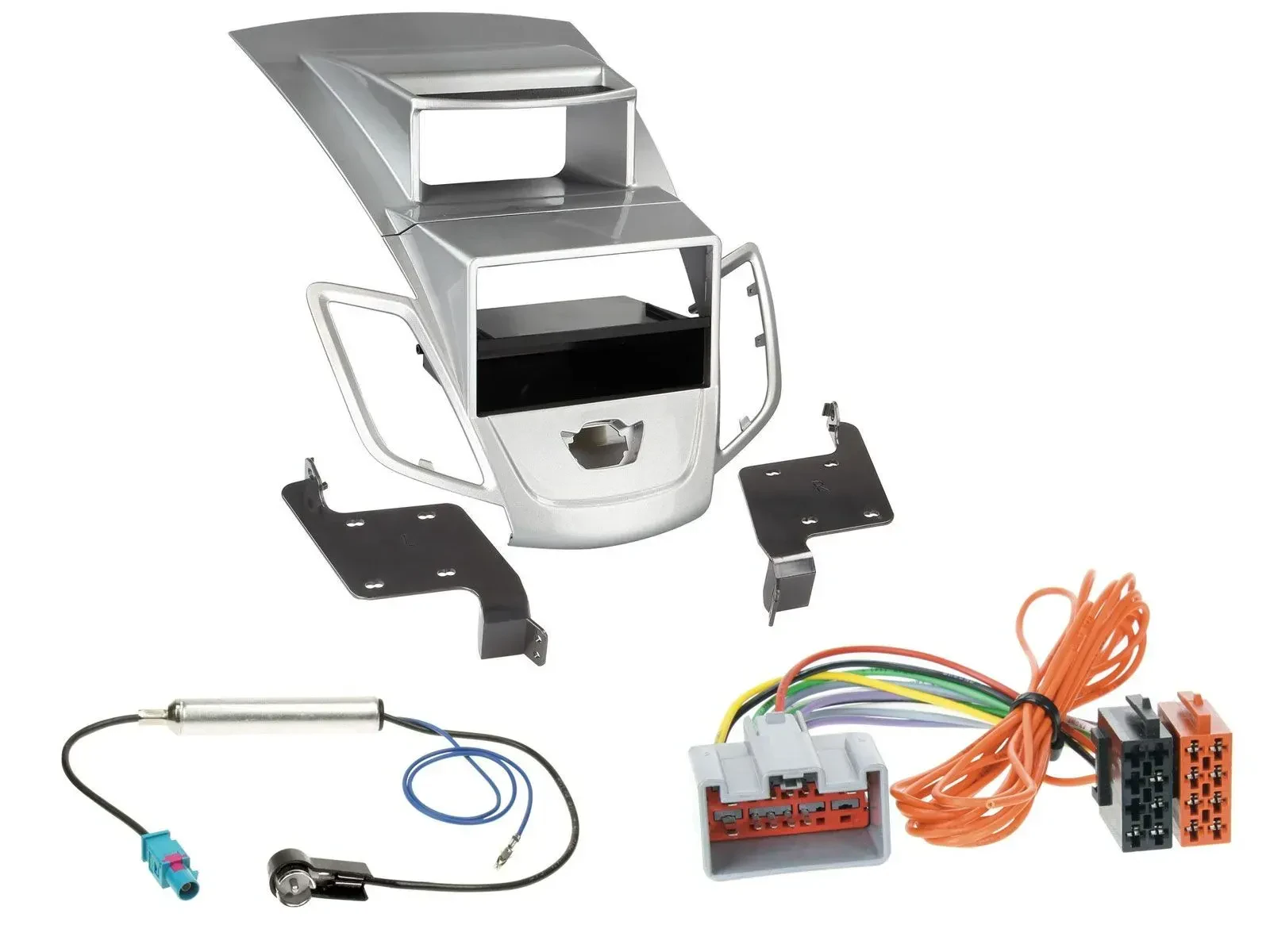 Einbauset DIN Autoradio für Ford Fiesta Display 08-10 silber