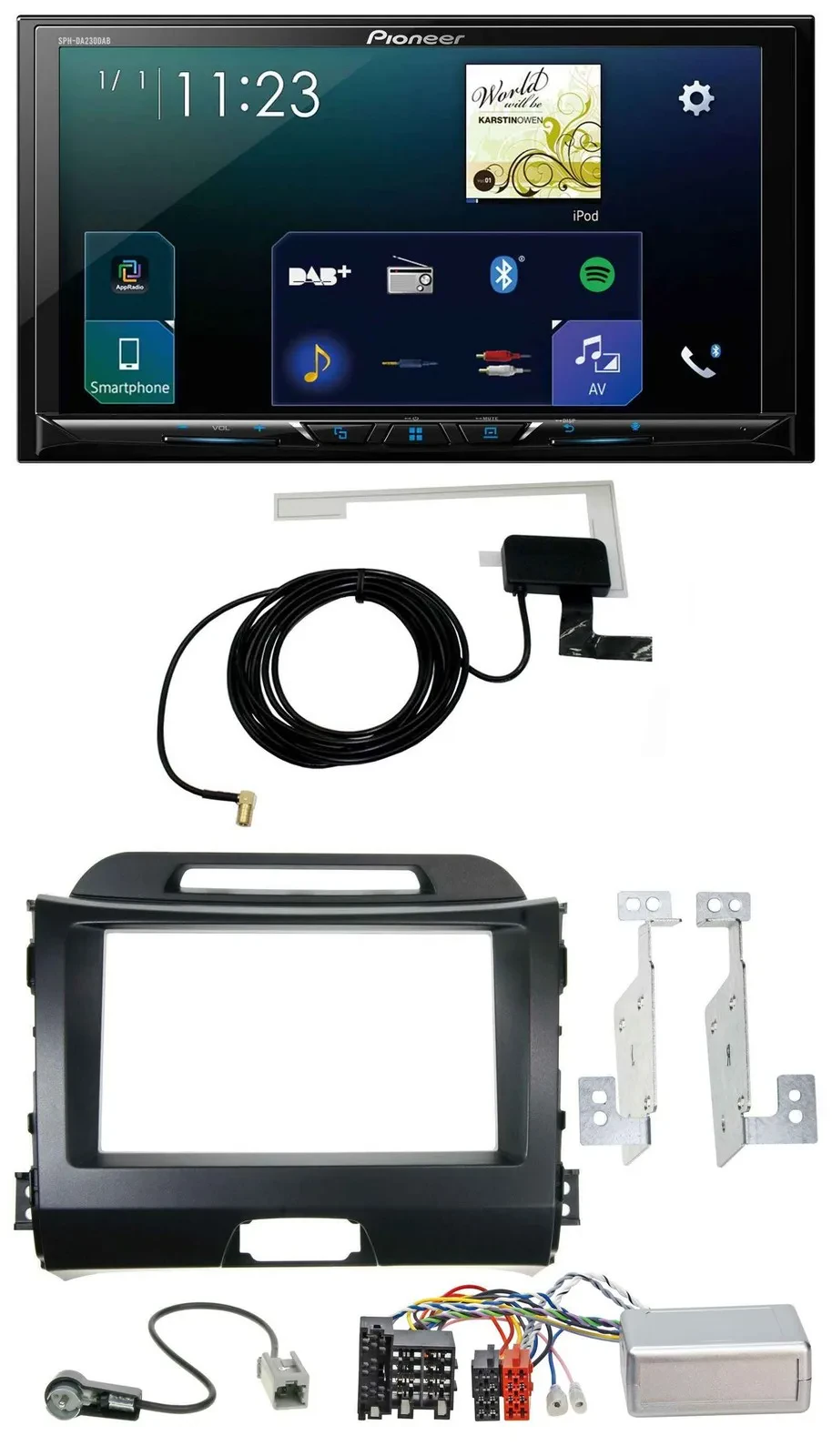 Pioneer 2DIN DAB USB Lenkrad Bluetooth Autoradio für Kia Sportage III 10-15 schw