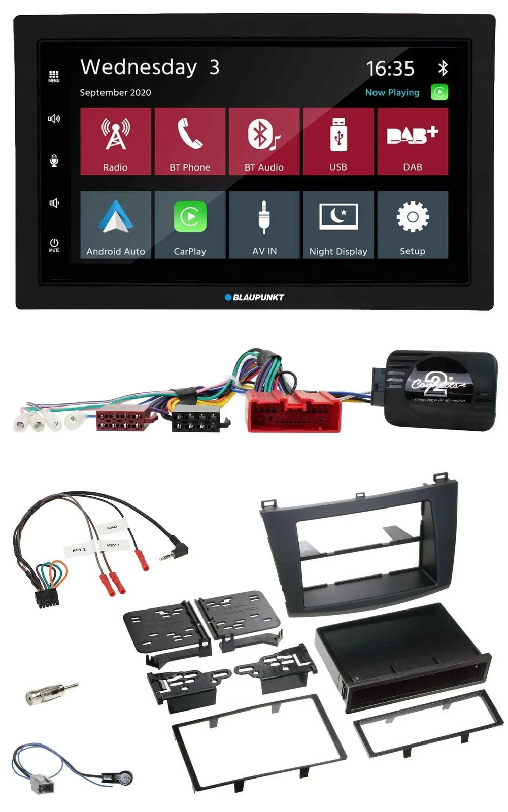 Автомагнитола Blaupunkt 2DIN DAB Bluetooth USB для Mazda 3 (2009–2013) с поддержкой CAN-Bus и управлением на руле