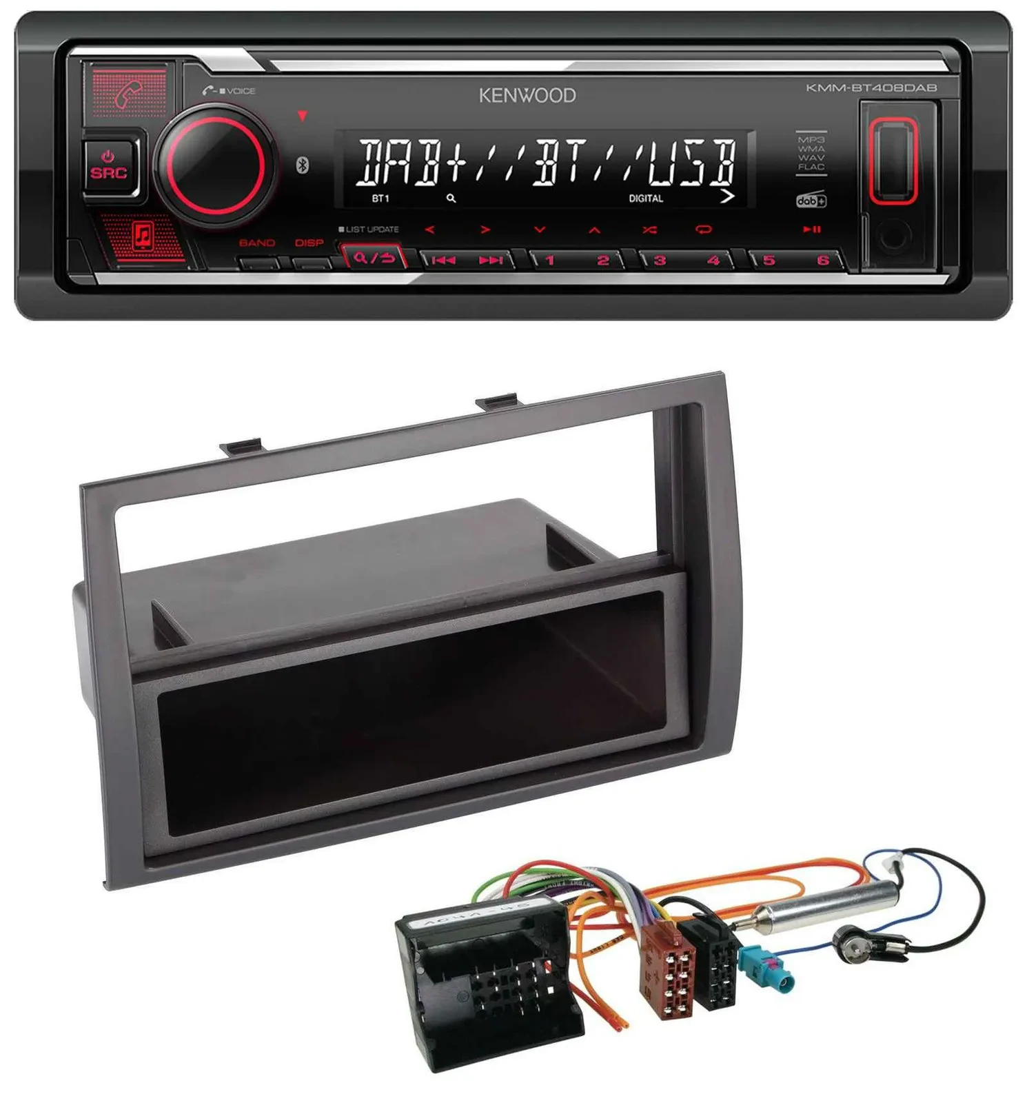 Автомагнитола Kenwood Bluetooth, USB, DAB для Citroen Jumper (2006–2011), разъём Quadlock