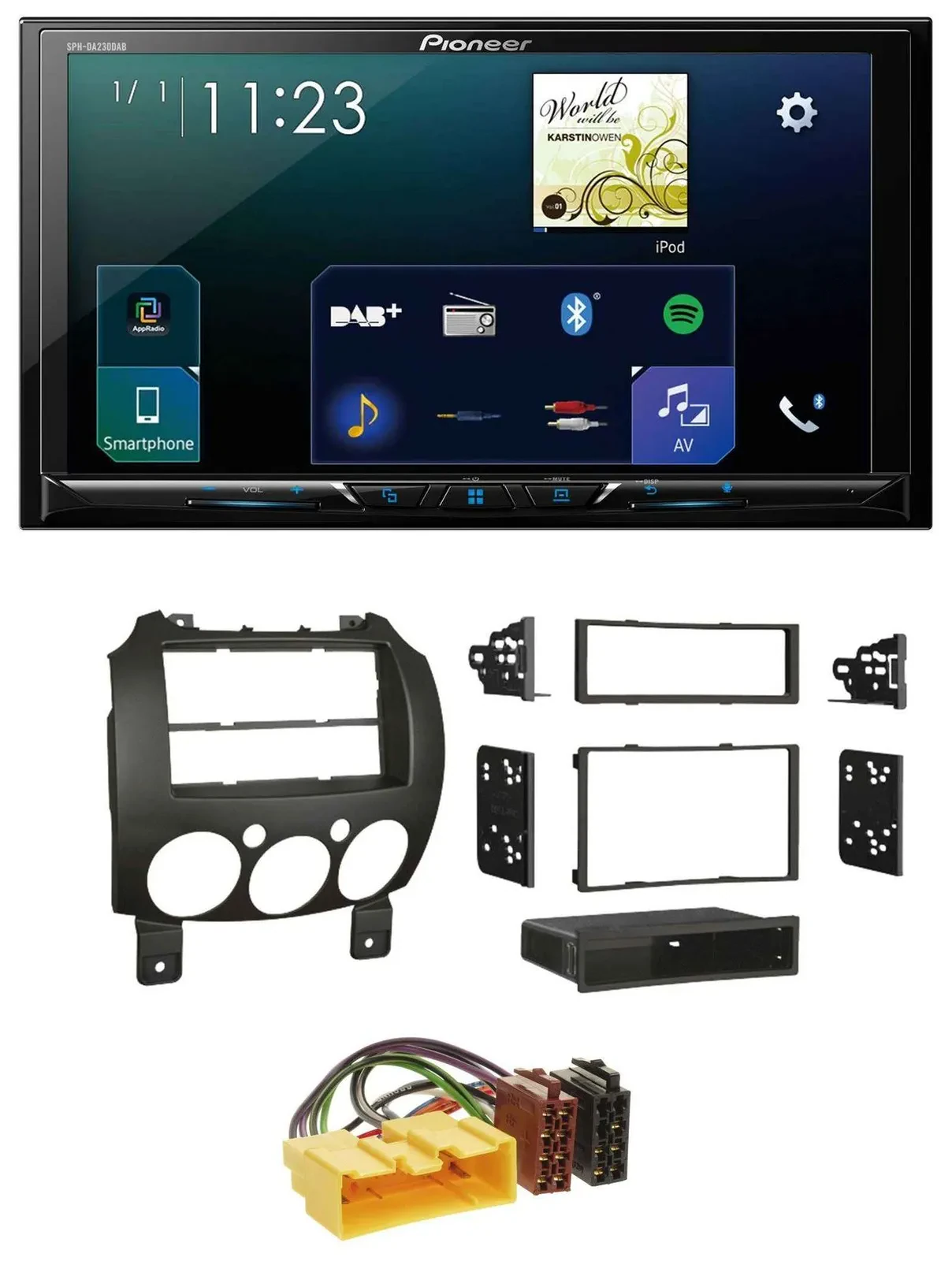 Pioneer MP3 Bluetooth USB 2DIN DAB Autoradio für Mazda 2 (ab 2007)