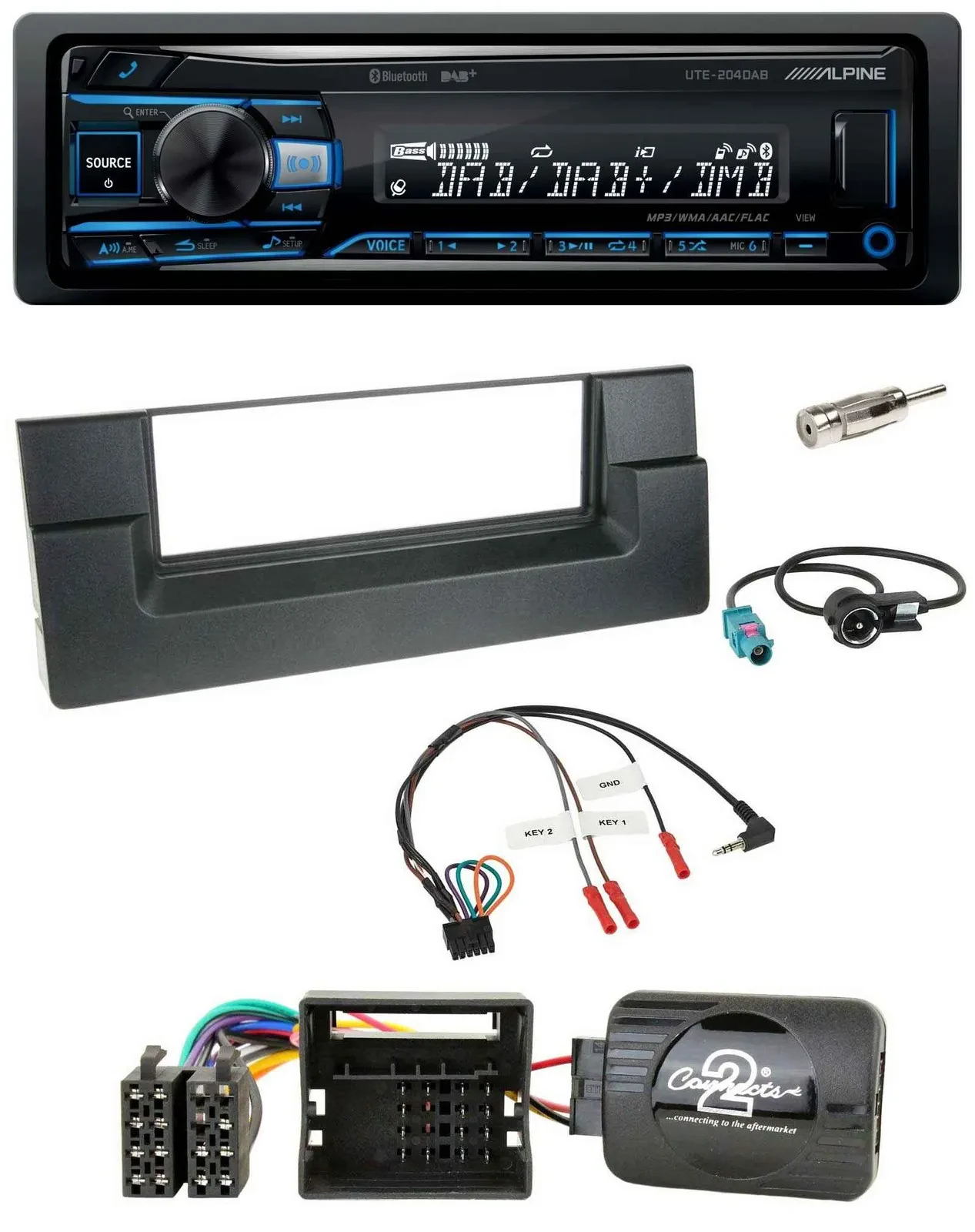 Alpine USB Bluetooth DAB Lenkrad Autoradio für BMW 5er E39 01-04 Aktivsystem Qua
