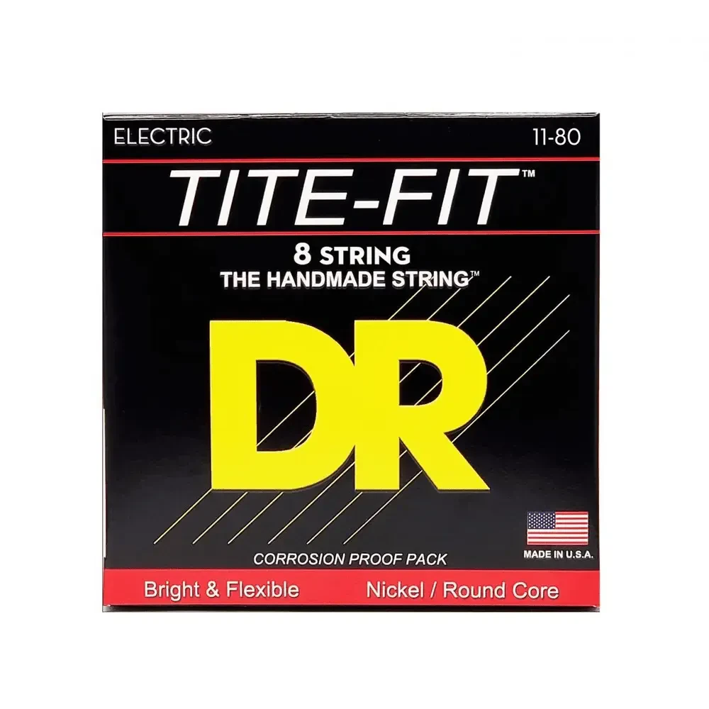 Струны для 8-струнной электрогитары DR Strings TF8-11 Tite-Fit 11-80