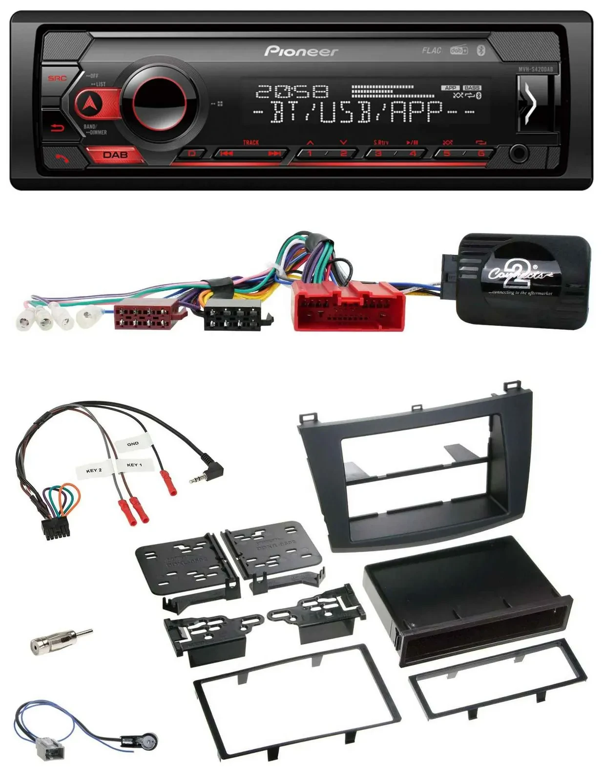 Автомагнитола для Mazda 3 2009–2013 Pioneer USB, DAB, Bluetooth, Can-Bus, поддержка управления с руля