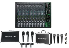 Mackie ProFX22v3 22-Channel 4-Bus Effects Mixer w/USB ProFX22 v3+(6) Mics+Cases