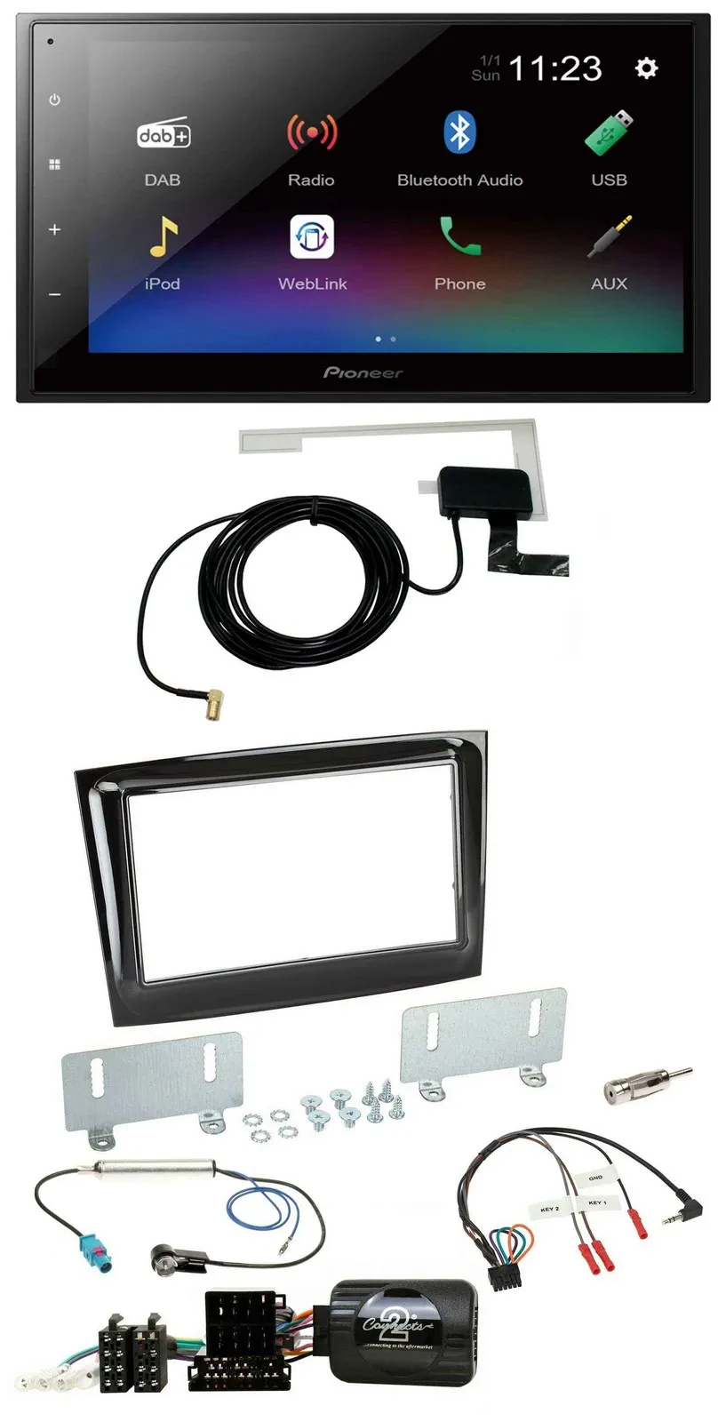 Автомагнитола Pioneer 2DIN DAB Bluetooth USB для Fiat Doblo (с 2015)