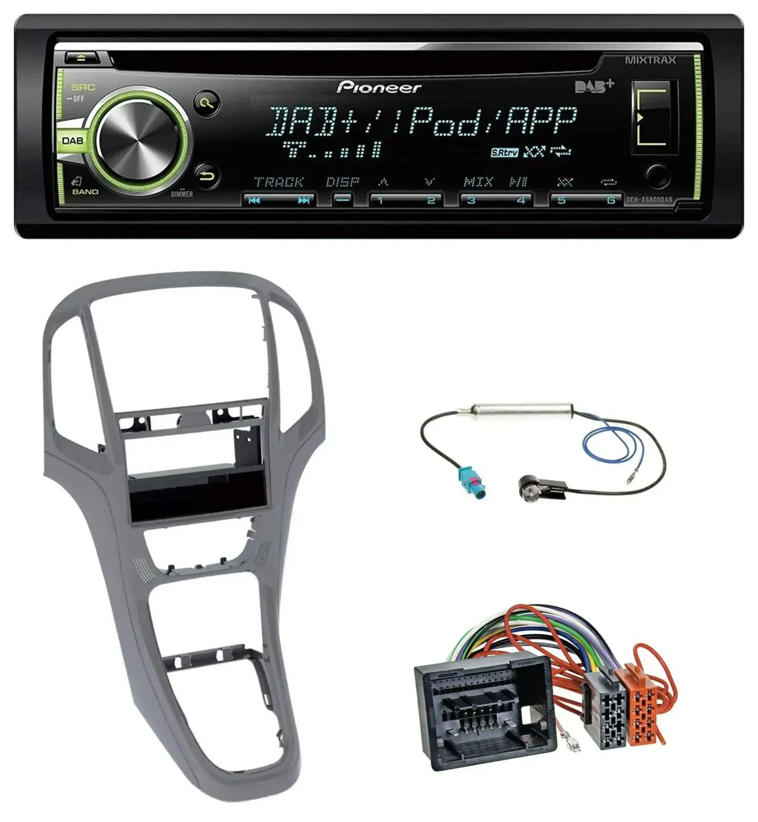 Автомагнитола для Opel Astra J (с 2009) Pioneer DAB USB MP3 AUX CD титан серый