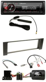 Автомагнитола для Audi A4 2000–2004 Pioneer 1-DIN, DAB, MP3, USB, ISO, поддержка управления на руле