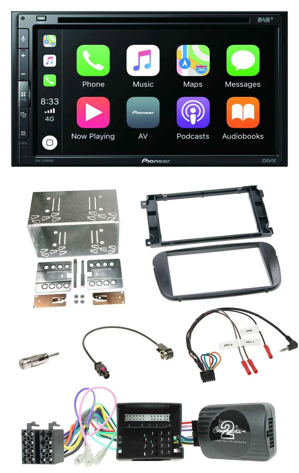 Pioneer DVD 2DIN Lenkrad DAB Bluetooth USB Autoradio für Ford S-Max Mondeo Profi