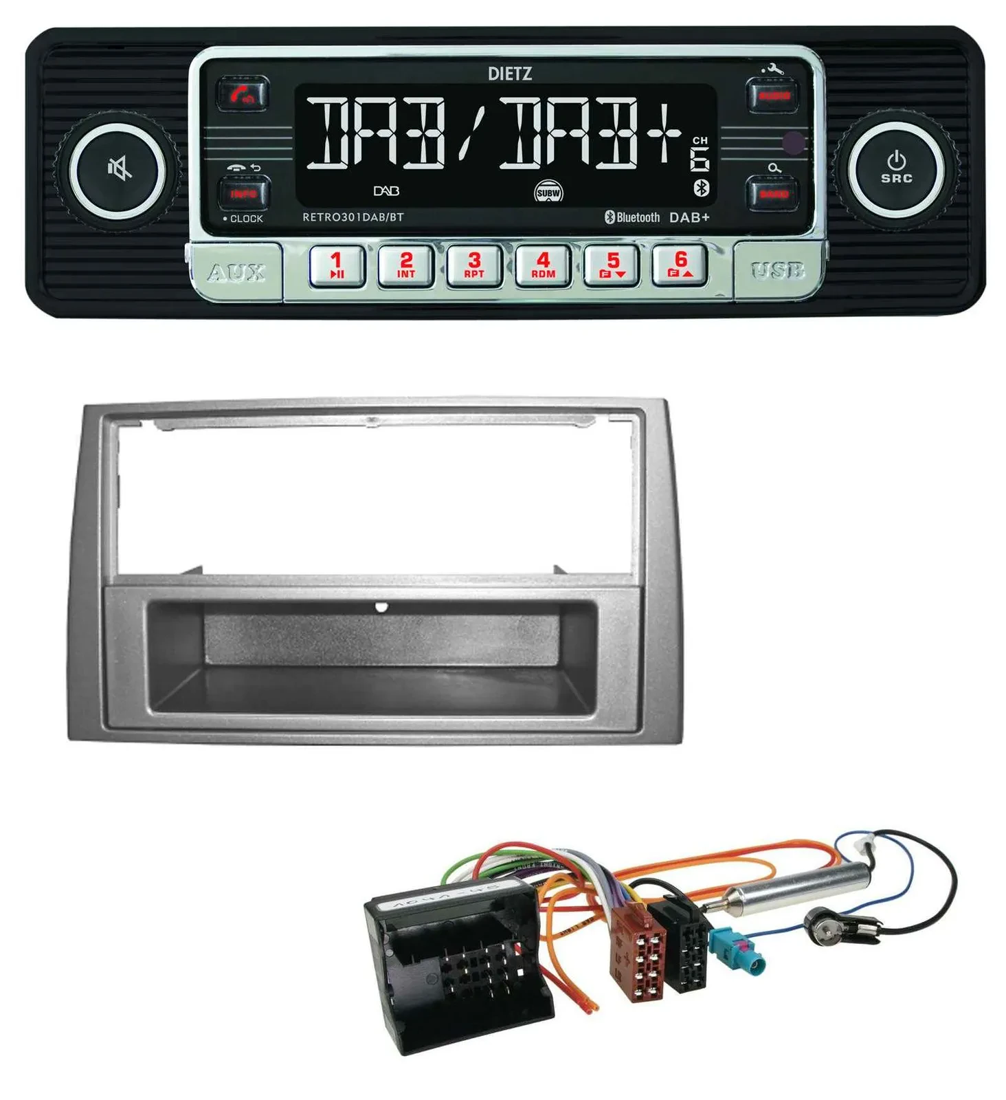 Dietz USB DAB MP3 Bluetooth Autoradio für Peugeot 308 07-09 dunkelsilber