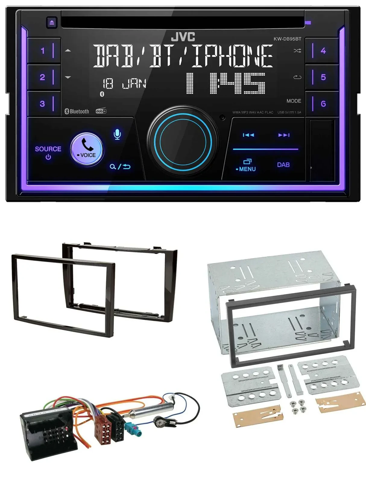 JVC MP3 USB 2DIN DAB Bluetooth CD Autoradio für Peugeot 308 2007-09 schwarz