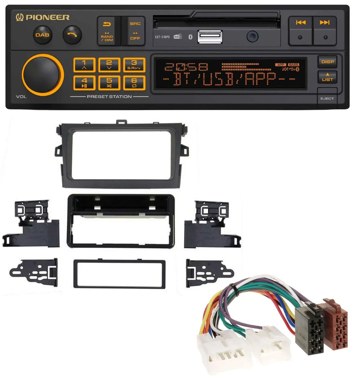 Pioneer DAB MP3 USB Bluetooth Autoradio für Toyota Corolla 2009-2012 silber