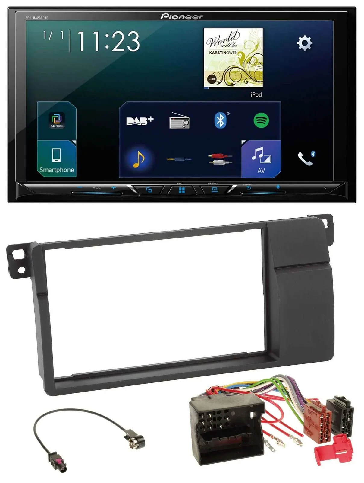 Pioneer MP3 Bluetooth USB 2DIN DAB Autoradio für BMW 3er E46 Quadlock großem Nav