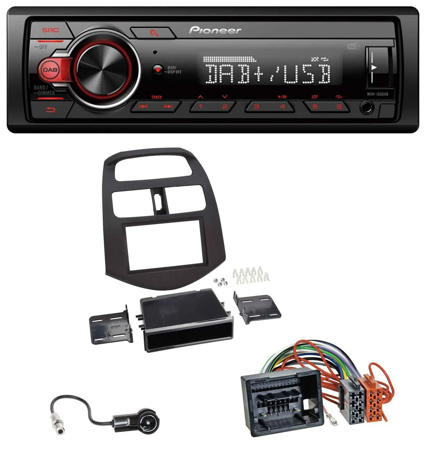 Автомагнитола для Chevrolet Spark (с 2013) Pioneer 1-DIN, DAB, USB, AUX, MP3